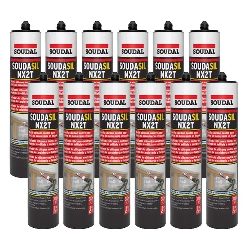 Lot de 12 mastics silicone bâtiment neutre transparent - Soudasil NX2T - Menuiserie façade et vitrerie image