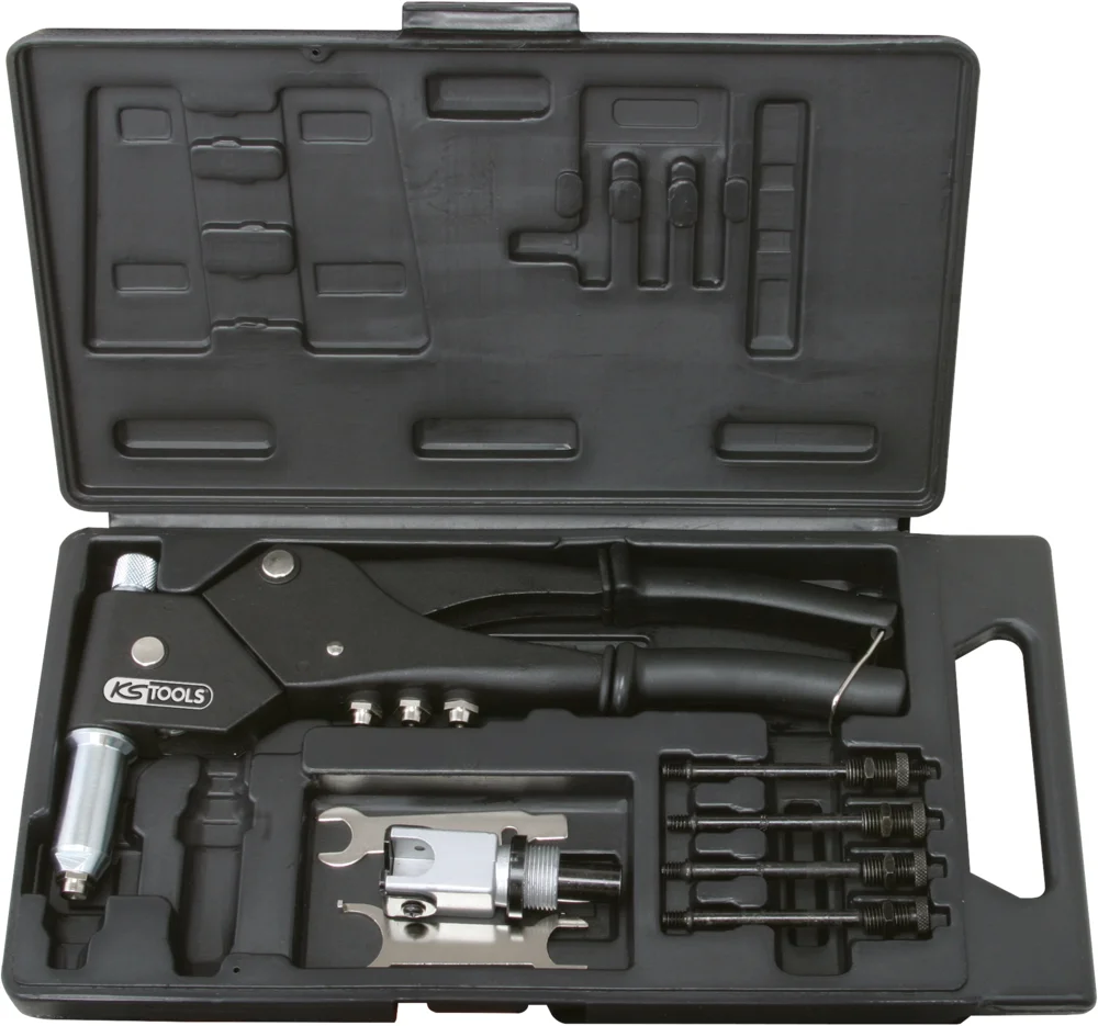 Coffret de pinces à rivets, écrous aveugles (insert) et chevilles tête pivotante image