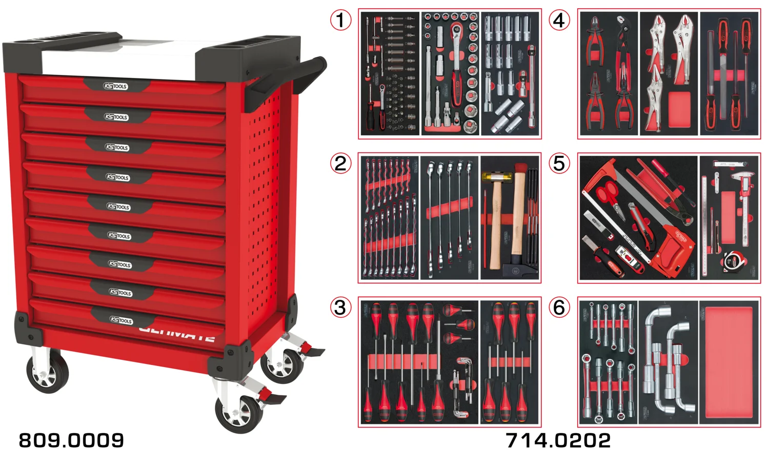 Servantes ULTIMATE 9 tiroirs équipées de 202 outils image