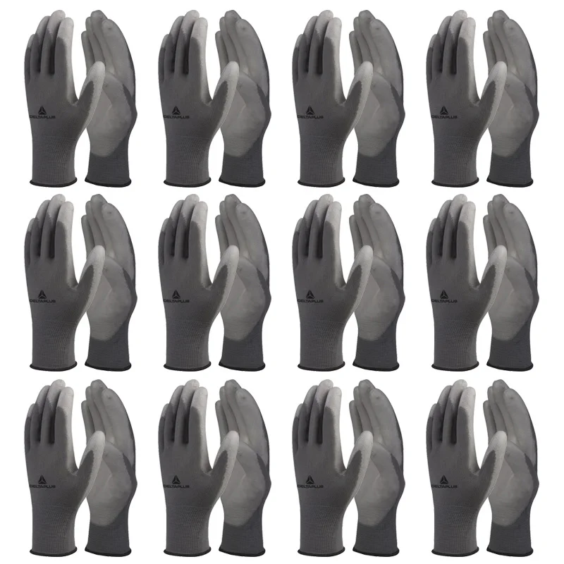 Lot de 12 paires de gants tricotés enduit jauge 13 PES/PU GRIS image