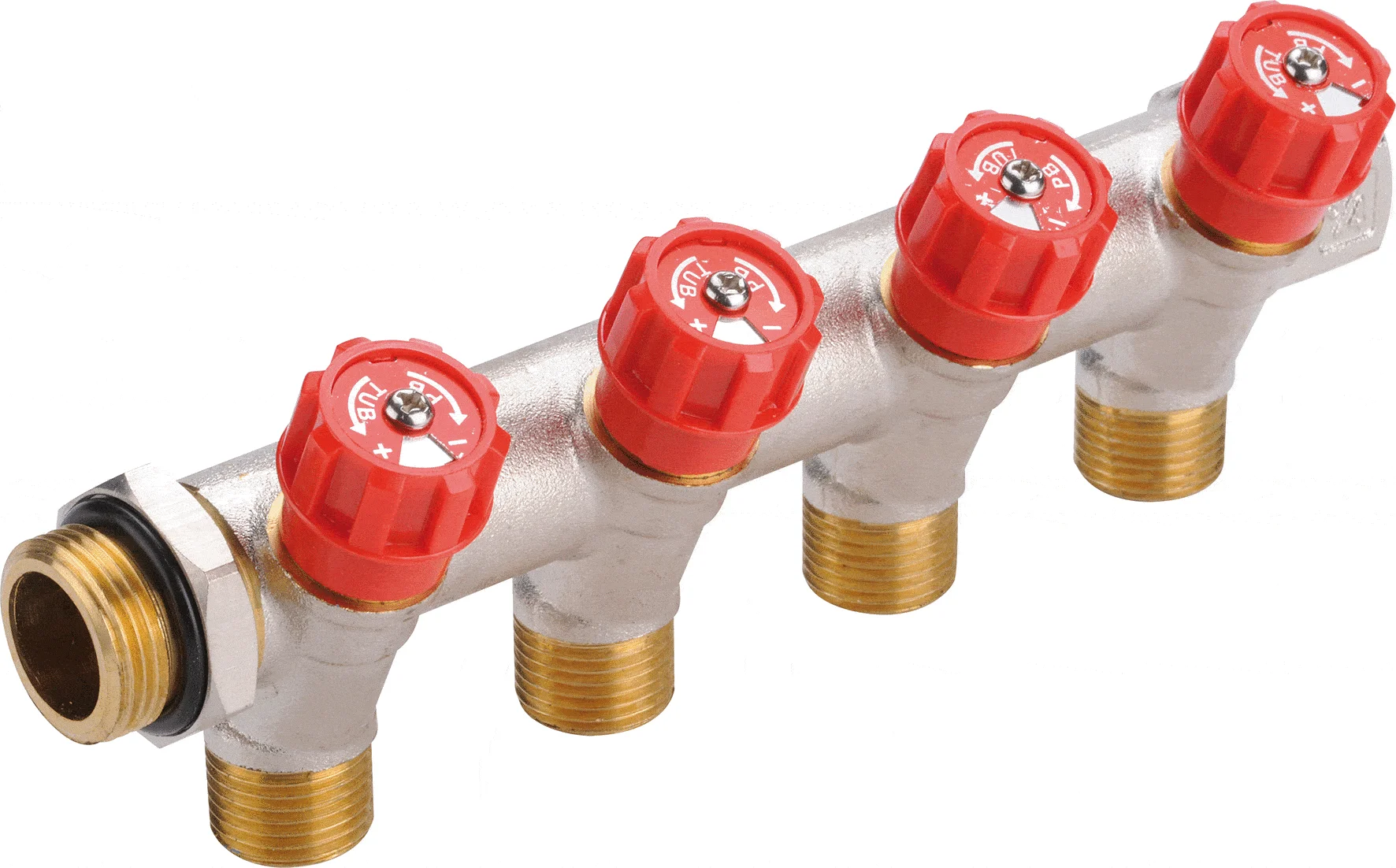 COLLECTEUR SANITAIRE 3/4" A ROBINETTERIE INTEGREE DEPORTEE 1/2" PORTEE PLATE - ROUGE image