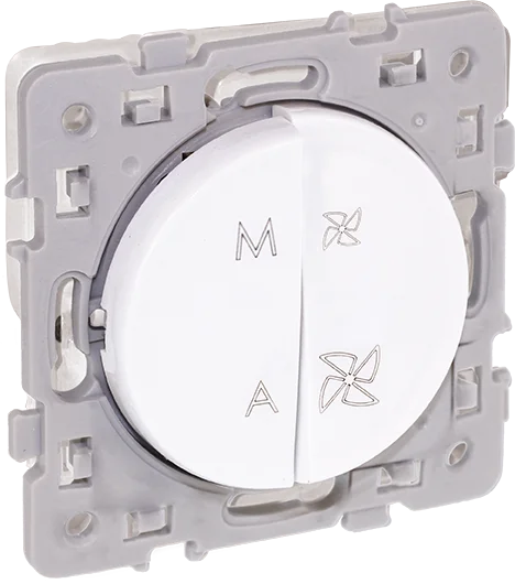 Interrupteur VMC 2 vitesses + interrupteur marche/arrêt - Blanc - SQUARE RENO image