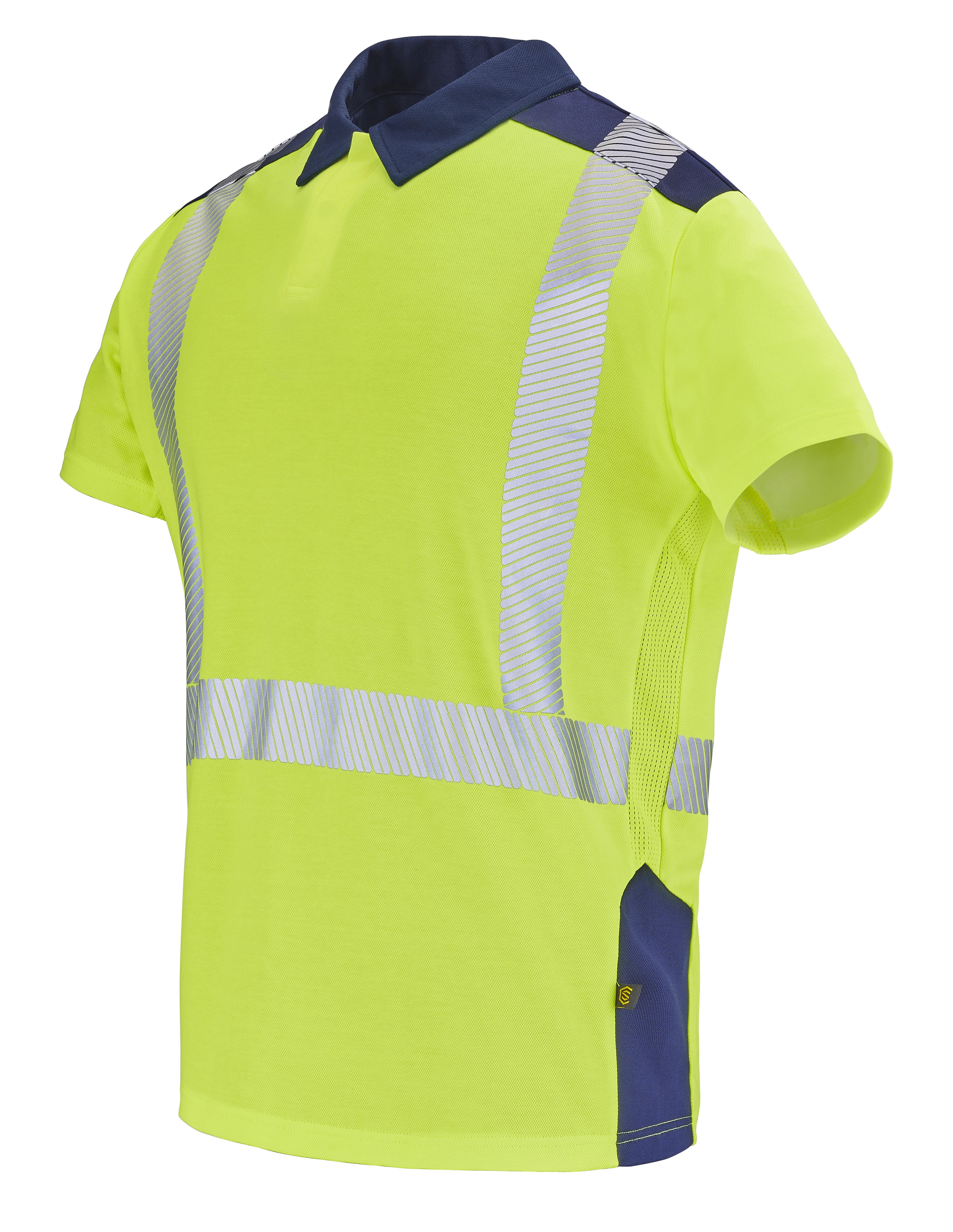 POLO MANCHES COURTES FLUO SAFE XP JAUNE FLUO/BLEU MARINE image