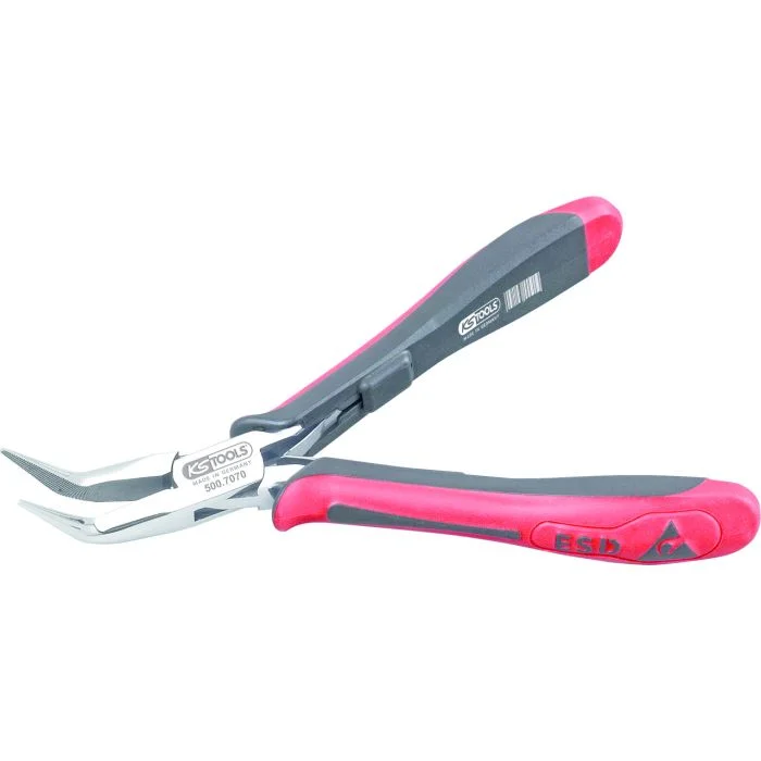 Pince électronique à bec coudé demi-rond, 155 mm image