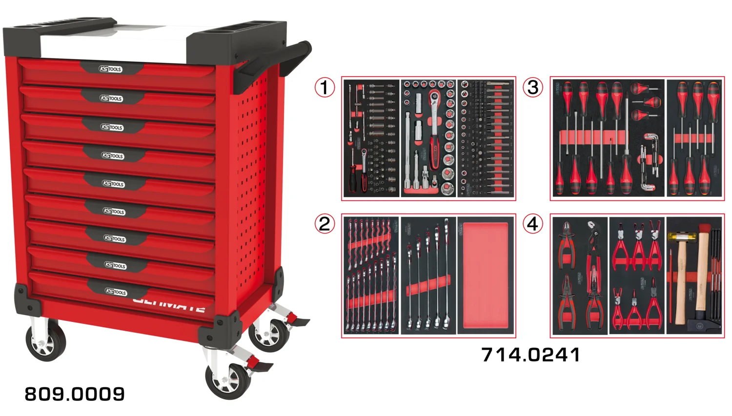 Servantes ULTIMATE 9 tiroirs équipées de 241 outils image