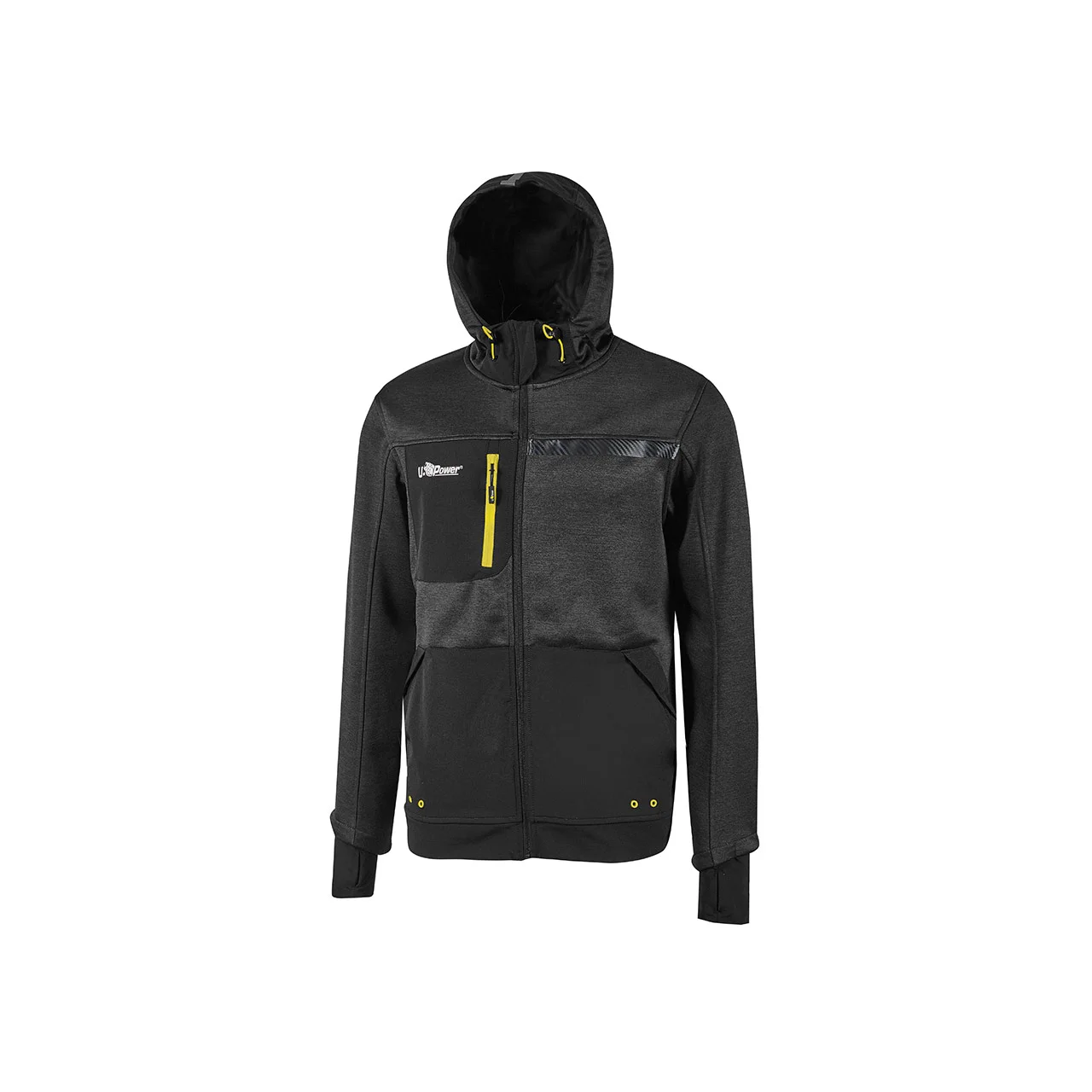 Sweat de travail à capuche zippé GALAXY - Noir/Jaune image