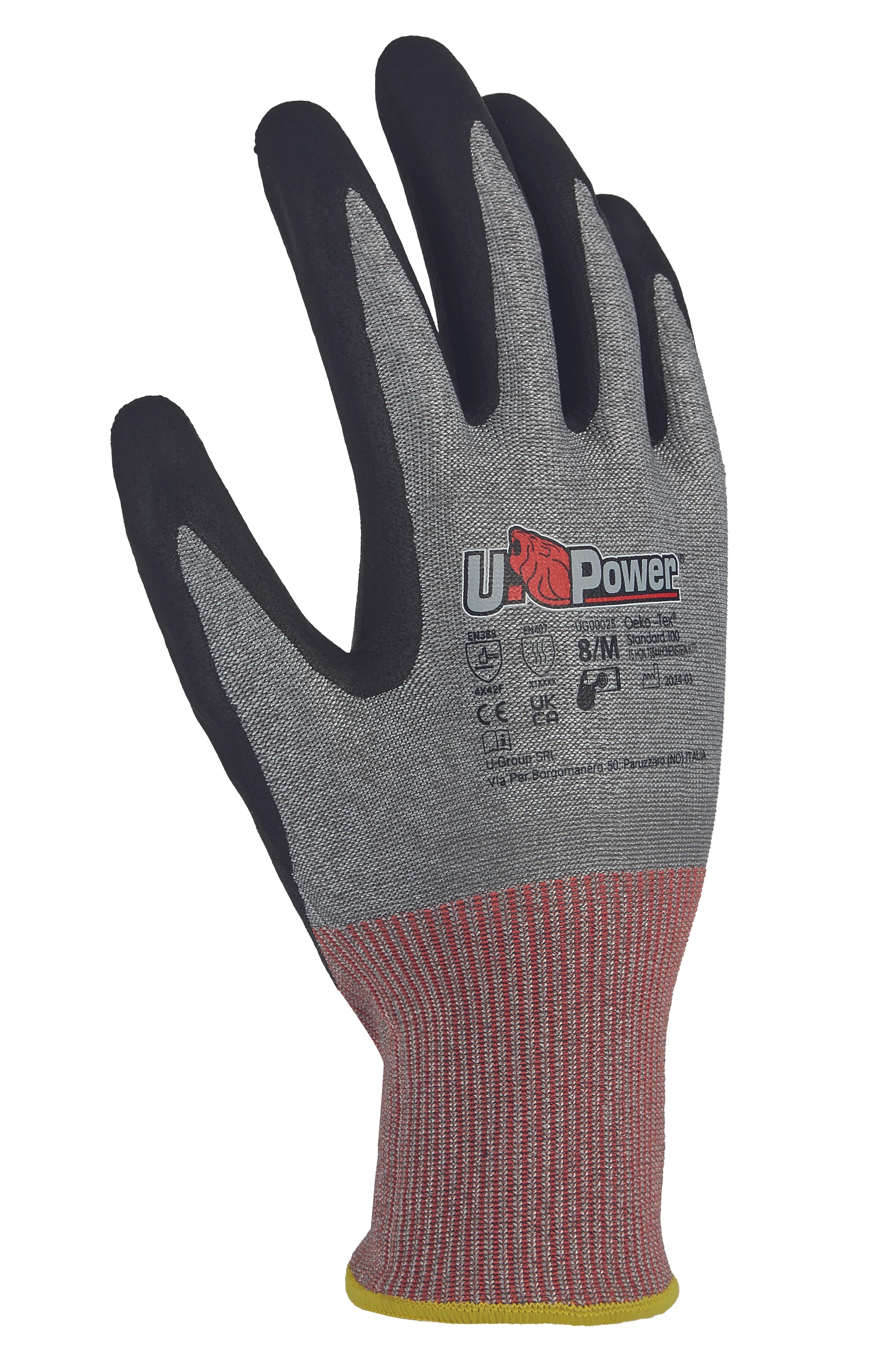 Gants de protection MAZURKA anti-coupure type F - Gris/Rouge image