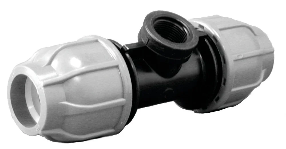 Té polypropylène à serrage extérieur avec dérivation femelle image