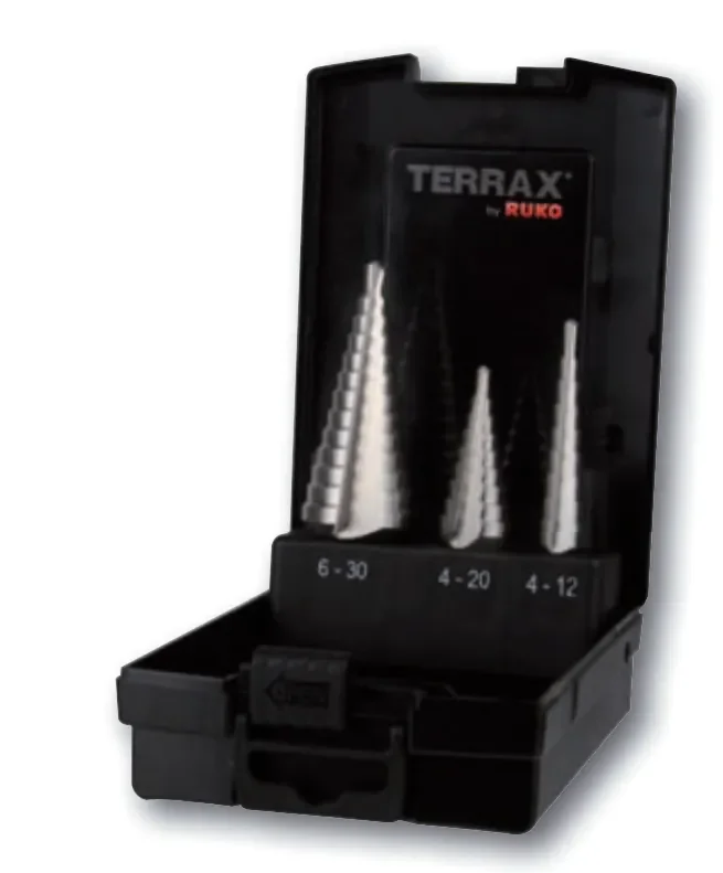 Coffret de 3 forets étagés HSS à denture droite image