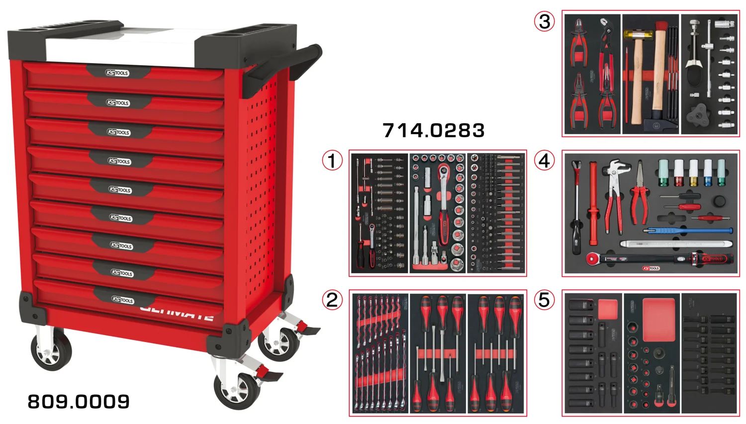 Servantes ULTIMATE 9 tiroirs équipées de 283 outils image
