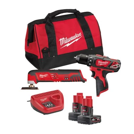 Pack en sac Perceuse visseuse + multitool + 2 Batteries 4,0Ah Red Li-ion + Chargeur C12C 12V M12 BPP2D-402B image
