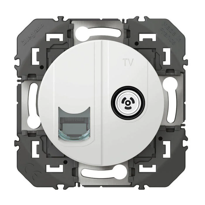 Prise télévision+RJ45 compacte Dooxie - Blanc image