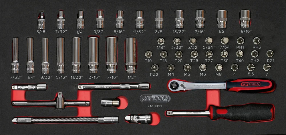 Module de douilles et accessoires ULTIMATE® 1/4'' en pouces, 51 pièces image