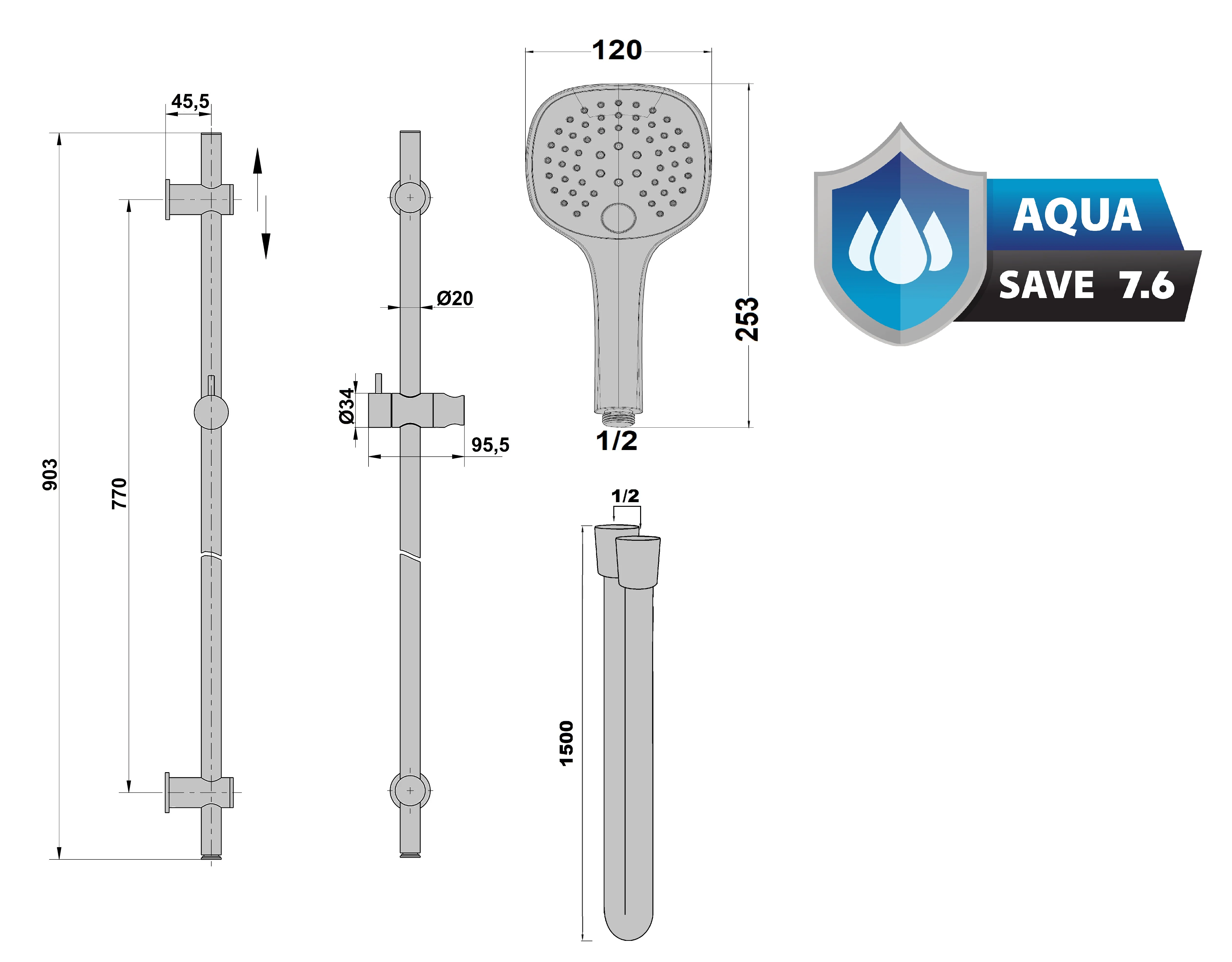 Barre de douche 3 jets SPECTRA FRESH image
