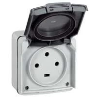 Prise étanche 3P+T 20A Plexo complet en saillie IP55 - gris image