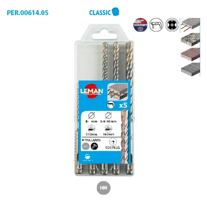 Coffret 5 forets SDS+ 4 taillants béton armé Classic image