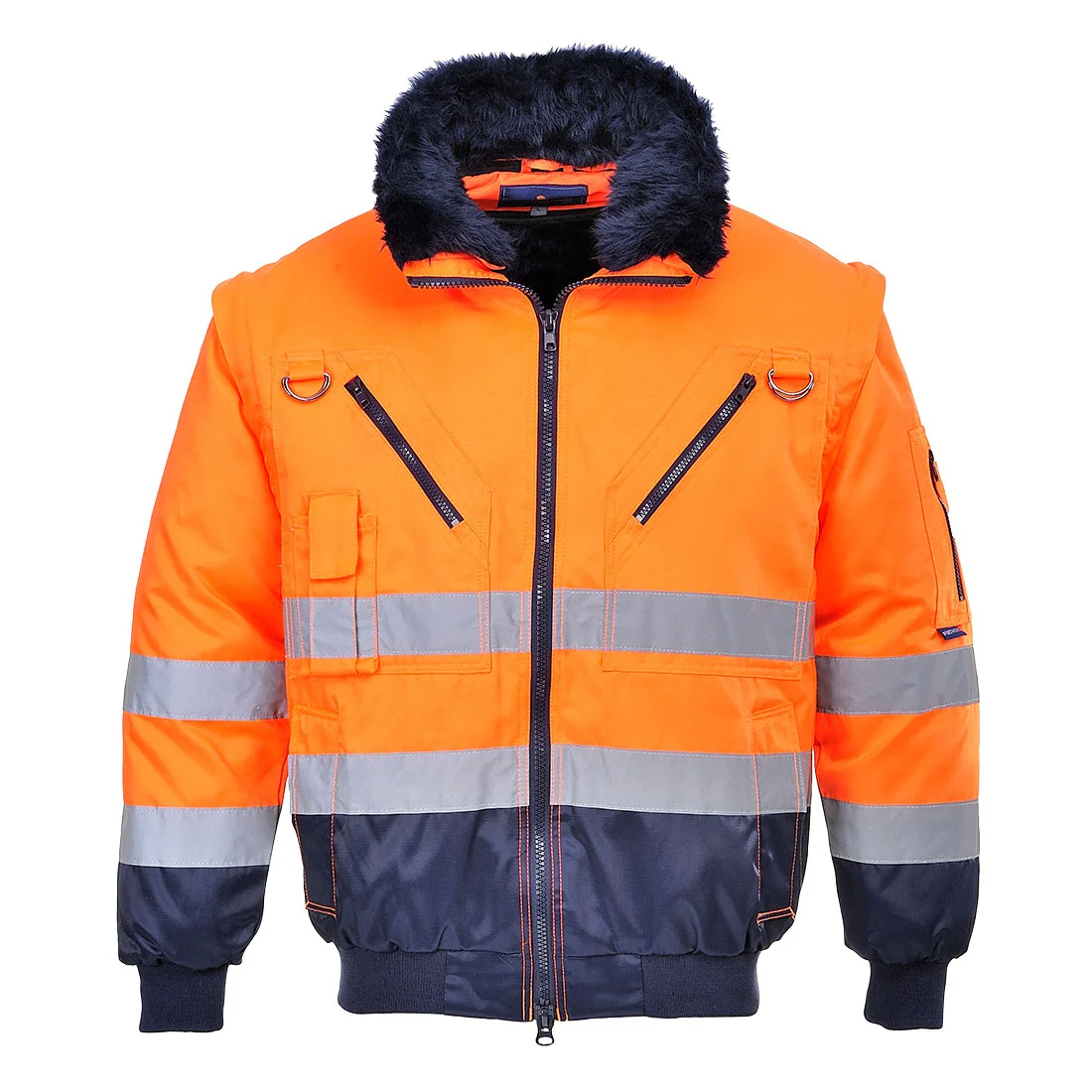 Blouson pilote 3 en 1 haute visibilité Orange/Marine image