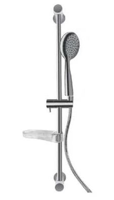 Ensemble barre douche inox chromé - Porte savon acrylique image