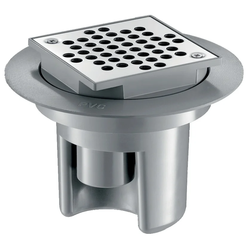 Siphon de sol PVC avec platine à grille inox image