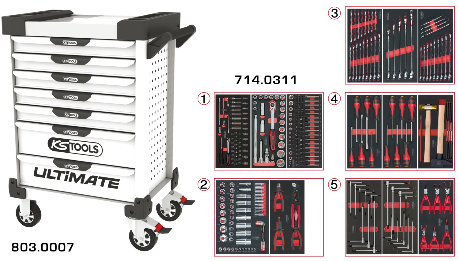 Servantes ULTIMATE 7 tiroirs équipées de 311 outils image