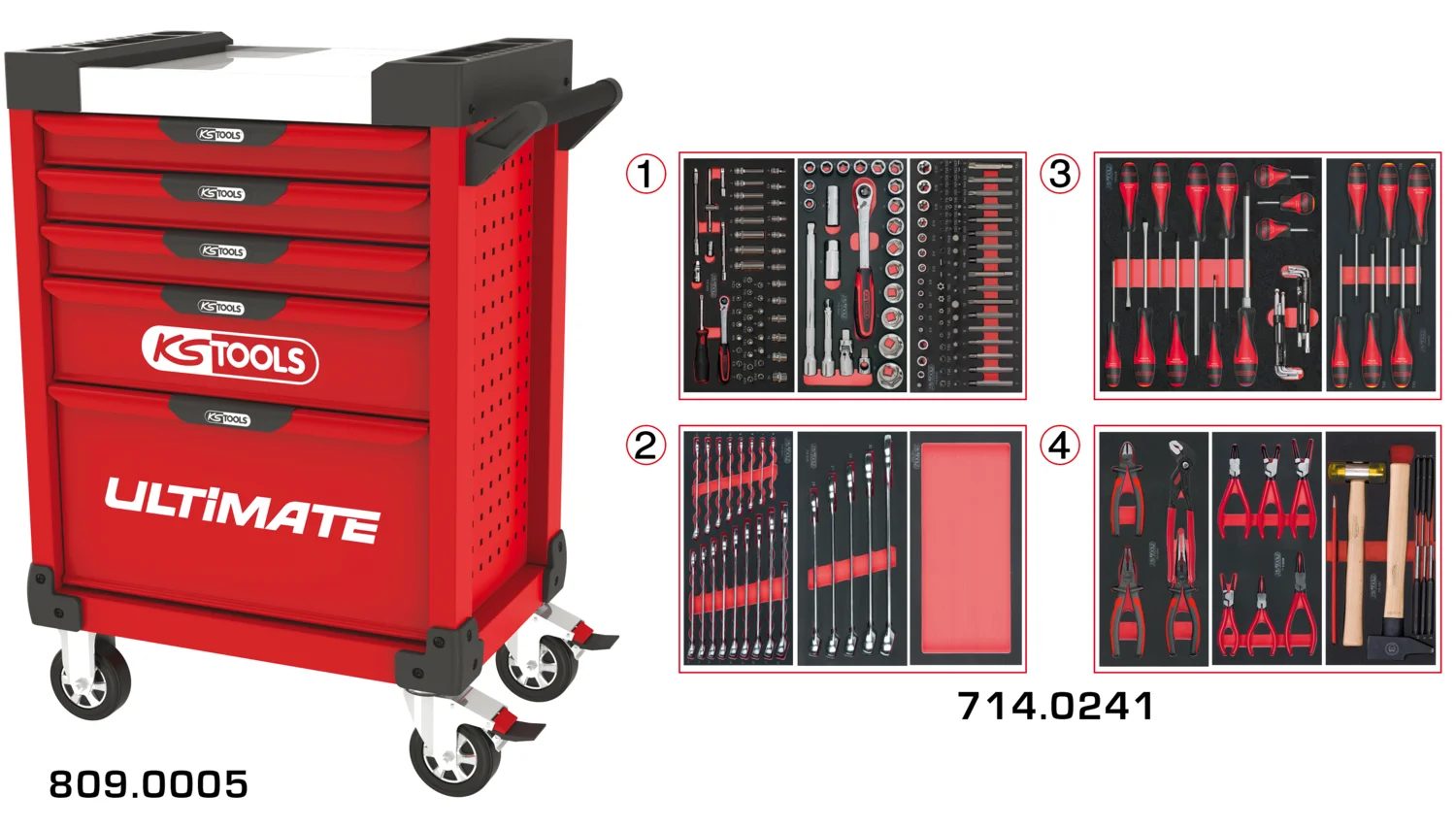 Servantes ULTIMATE 5 tiroirs équipées de 241 outils image