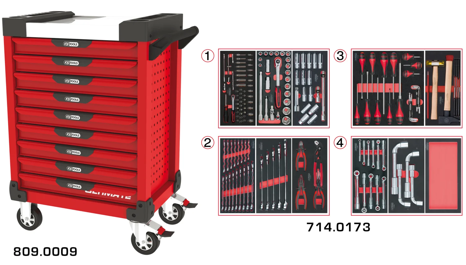Servantes ULTIMATE 9 tiroirs équipées de 173 outils image