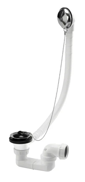 Vidage baignoire avec grille inox, bonchon-chaînette et trop-plein siphon 360 image