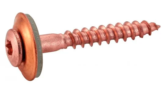 Vis à bois tête fraisée bombée six lobes - Avec rondelle EPDM Ø15 - Inox A2-CU image