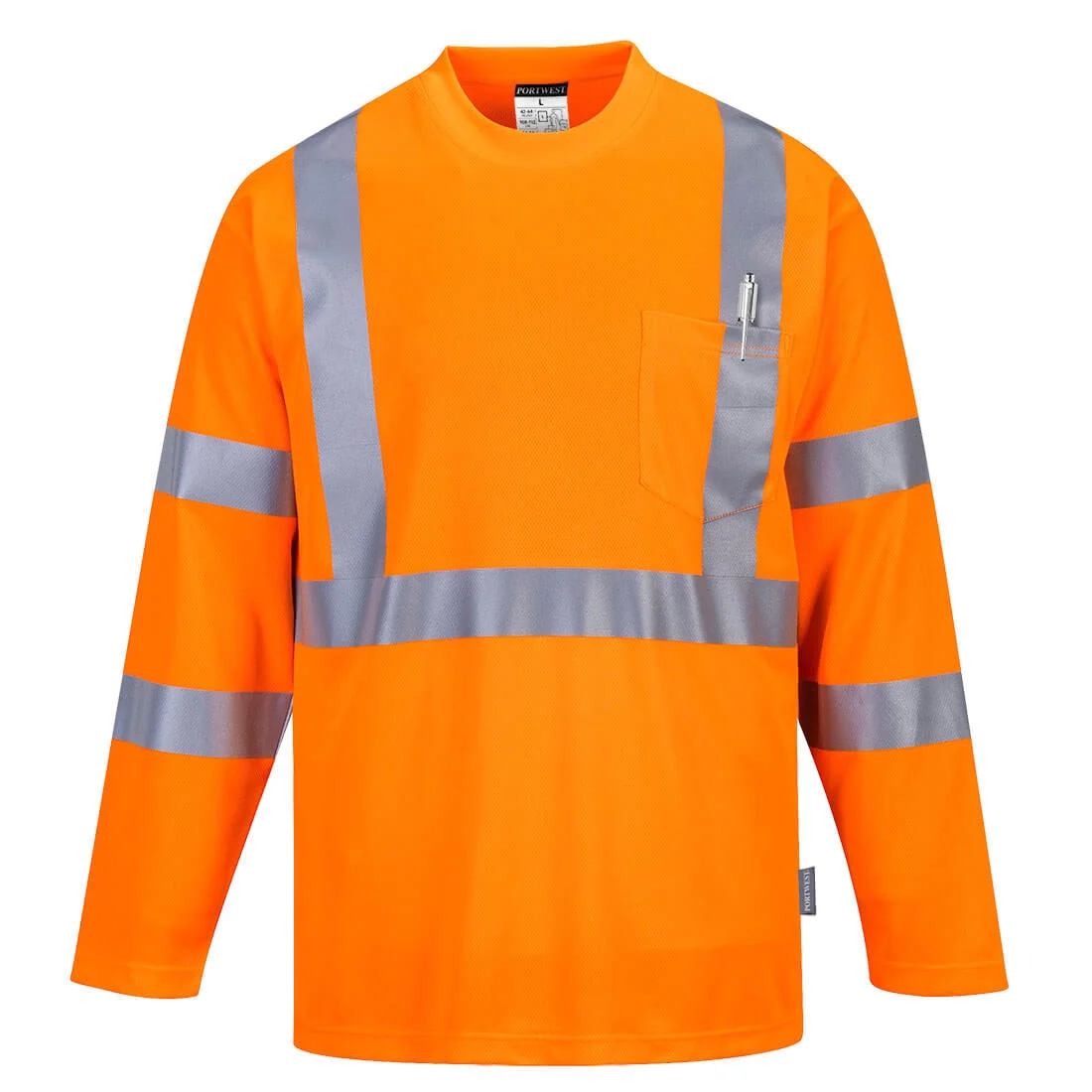 T-Shirt Hi-Vis manches longues avec poche Orange Taille L image