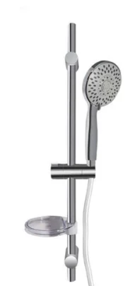 Ensemble barre douche douchette 5 jets dia. 120mm et flexible 1m75 PVC - gris métal image