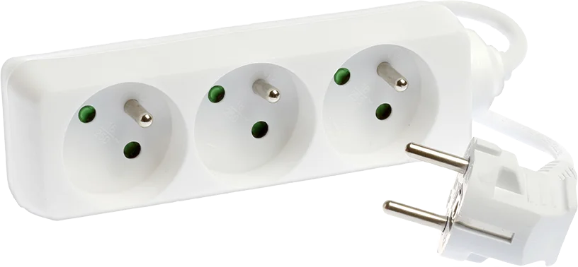 Blocs multiprises 3 prises 2P+T 16A - H05VV-F 3G1,5mm²  1,5 mètre - Blanc image