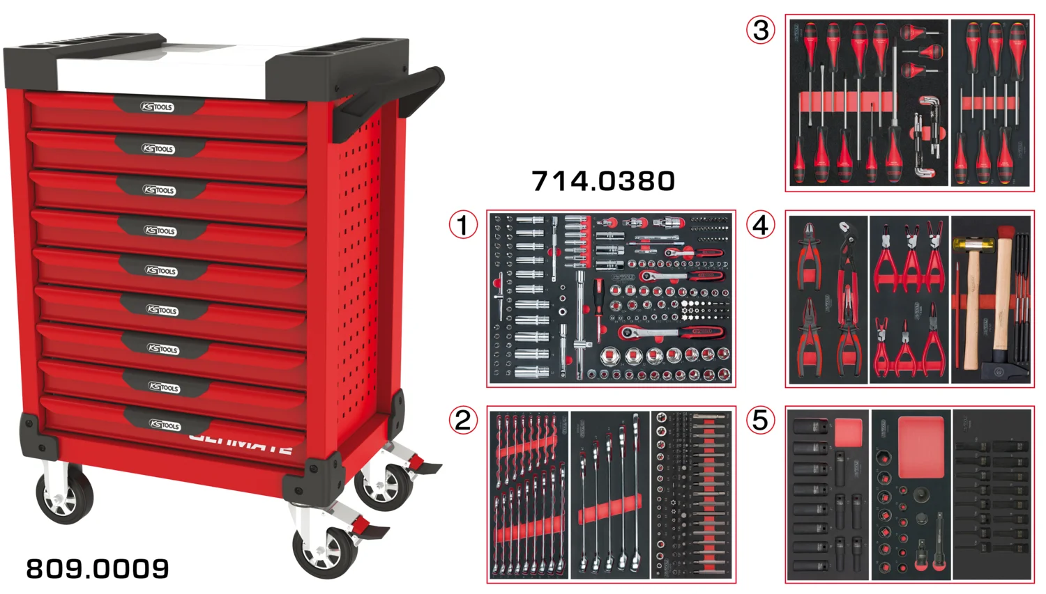 Servantes ULTIMAT 9 tiroirs équipées de 384 outils image