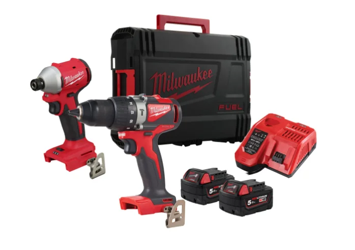 Pack en malette perceuse percussion + visseuse chocs 18V BRUSHLESS + 2 Batterie 5,0Ah Red Li-Ion + chargeur M12 -18FC M18 BLPP2A3-502X image