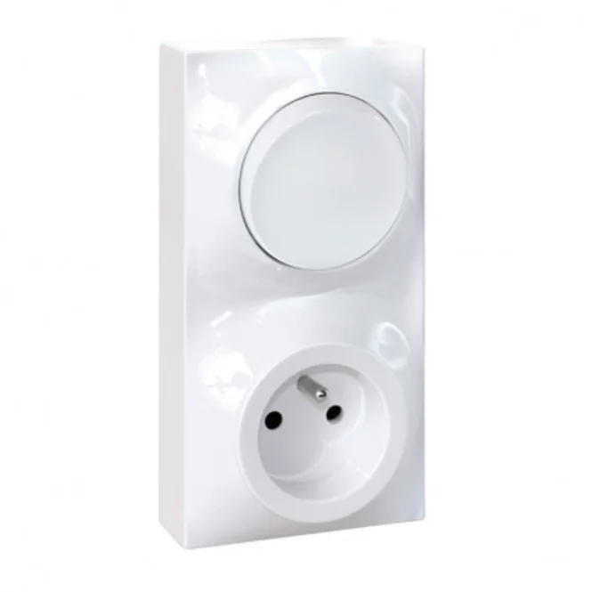 Prise PC 2P+T + va et vient vertical - Blanc - Dune image