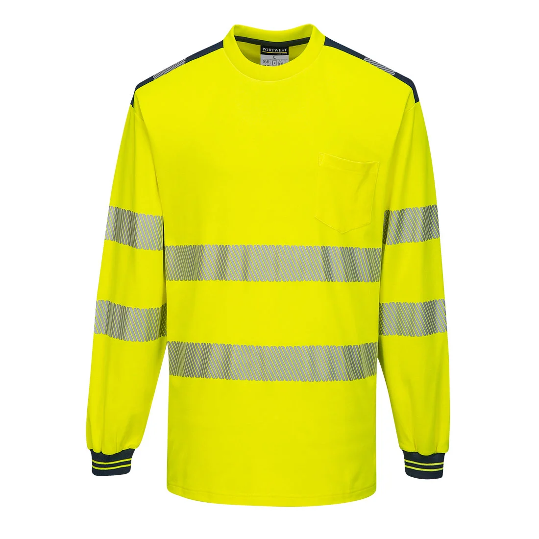 T-Shirt PW3 Haute Visibilité ML Jaune/Marine image
