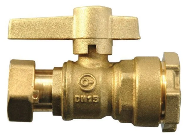 Vanne compteur - Laiton - Ecrou tournant/Rac serrage ext PE -  Manette laiton image