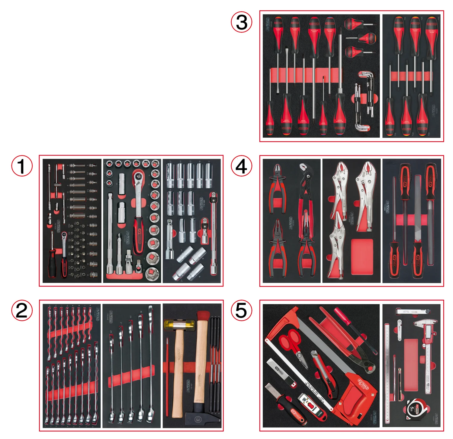 Composition d'outils 5 tiroirs pour servante, 187 pièces image
