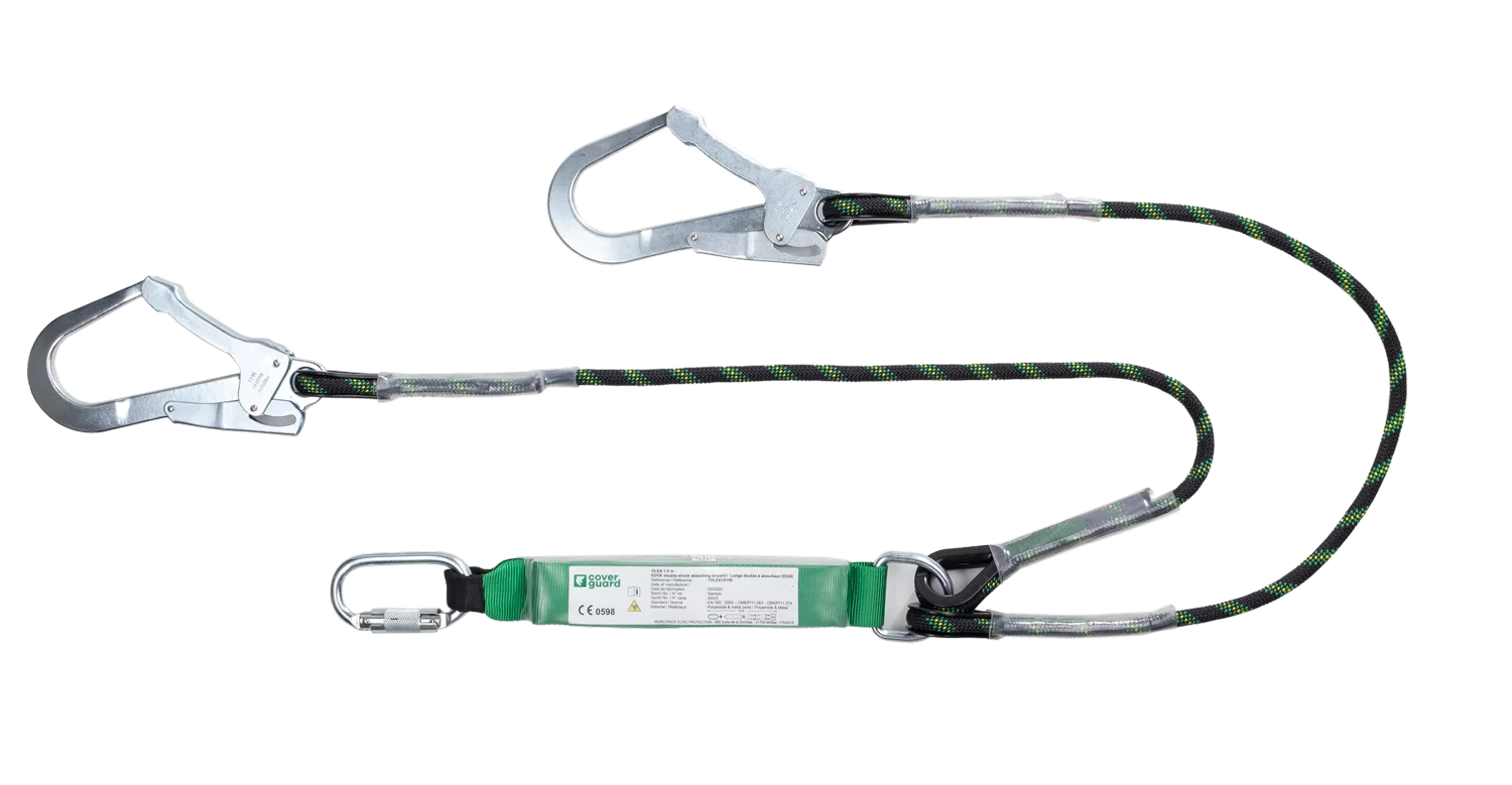 Longe double à absorbeur EDGE corde tressée avec 2 connecteurs acier ouverture 50mm image