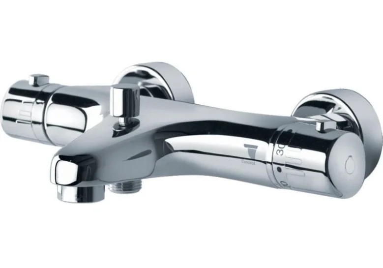 Mitigeur thermostatique Bain douche NF anticalcaire avec filtres  raccords excentriques et rosaces laiton image