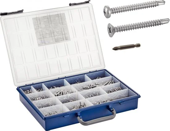 Coffret vis autoperceuses TC + TF Pozidrive + Embouts - Inox A2 image
