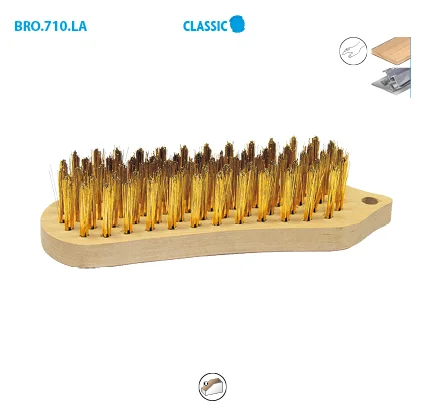 Boite de 8 brosses fil laiton en bois forme violon Classic image