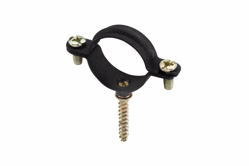 Collier noir pour gaz M6 avec vis à bois - Plastique image