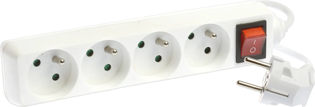 Blocs multiprises 4 prises 2P+T 16A - H05VV-F 3G1,5mm² 1,5 mètre - Blanc image