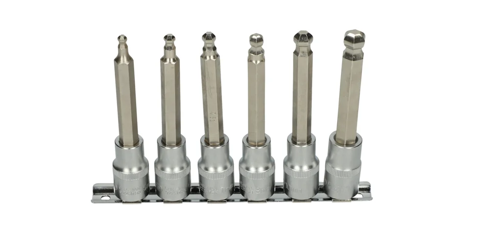 Rail de 6 douilles tournevis à tête sphérique, 1/2'' - L.110 mm - 5 à 12 mm image