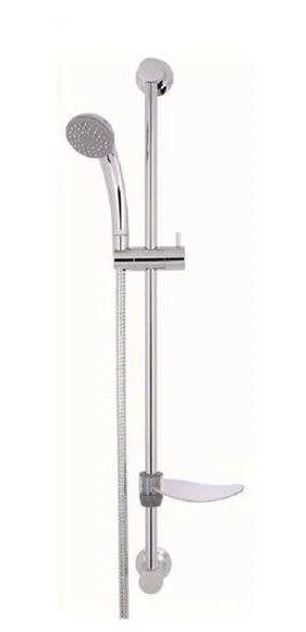 Ensemble barre douche inox chromé + porte savon acrylique image