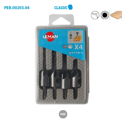 Coffret de 4 forets Hélicoïdaux + Fraisoirs bois perçage Classic image