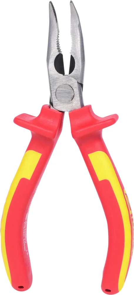 Pince à bec demi-rond coudé isolée à poignée bi-composant, L.150 mm image
