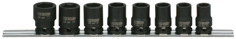 Jeu de douilles à chocs sur rail 3/8'', 8 pcs image