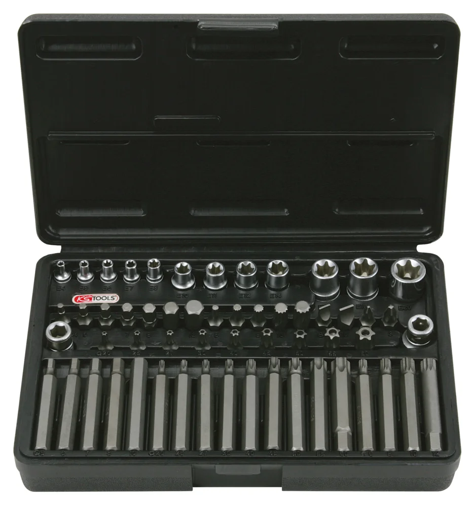 Coffret TORX® percé, 1/4''- 3/8"-1/2" - E4 à E20 - T20 à T60 - M5 à M12 - 57 pcs image