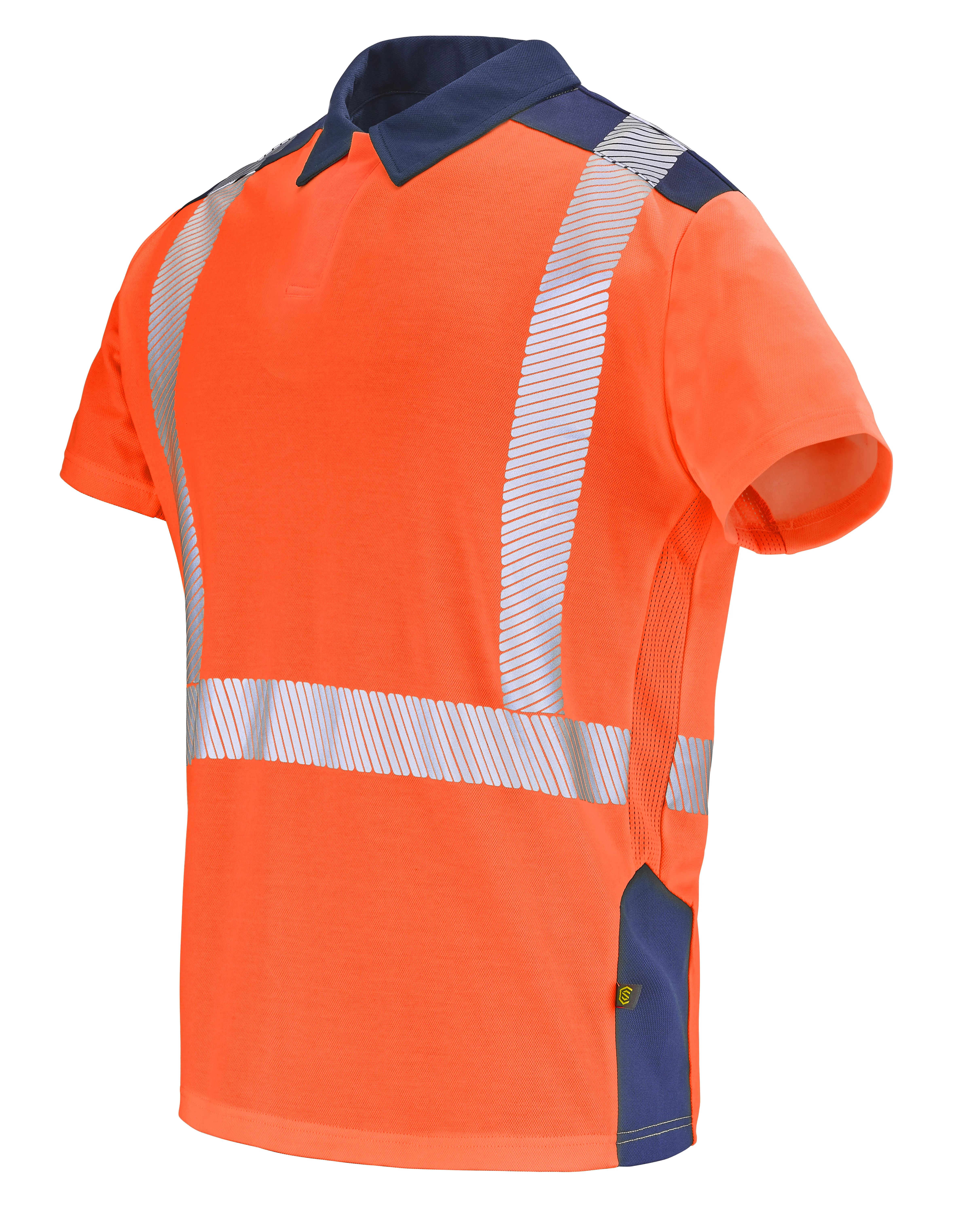 POLO MANCHES COURTES FLUO SAFE XP ORANGE FLUO/BLEU MARINE image